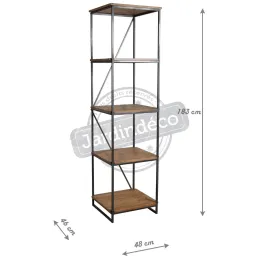 Etagère en bois massif et métal