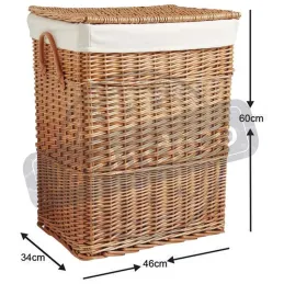 Grand panier à linge en osier doublé