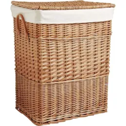 Grand panier à linge en osier doublé