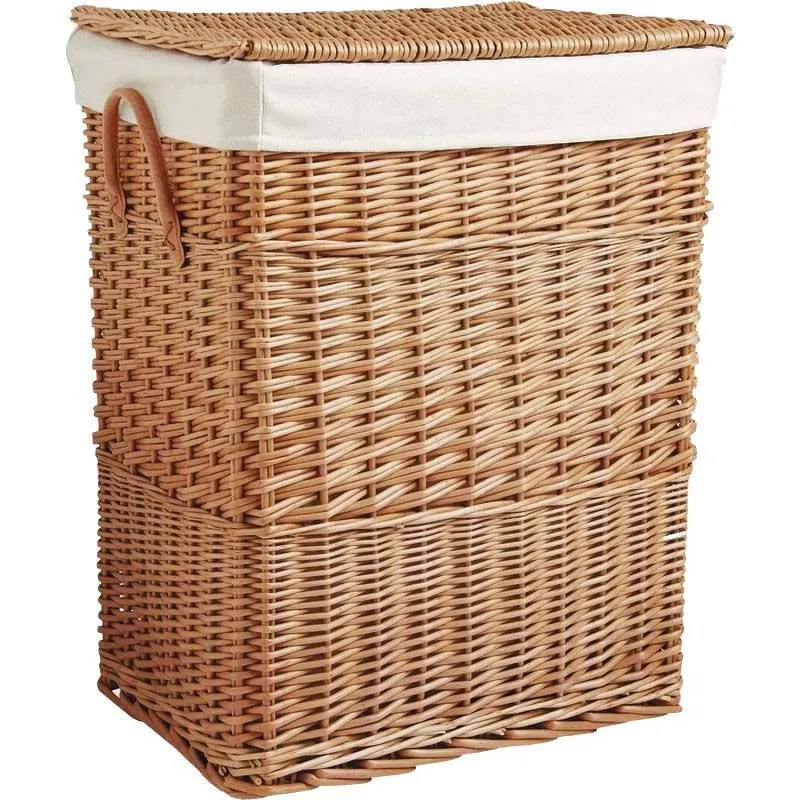 Grand panier à linge en osier doublé