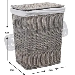 Grand panier à linge en osier doublé