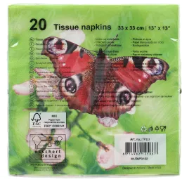 Serviette en papier de soie avec motifs (Lot de 20)