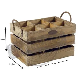 Caisse de rangement 6 bouteilles anses métal