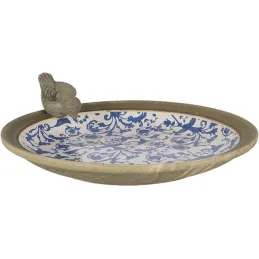 Bain d'oiseau en céramique patiné