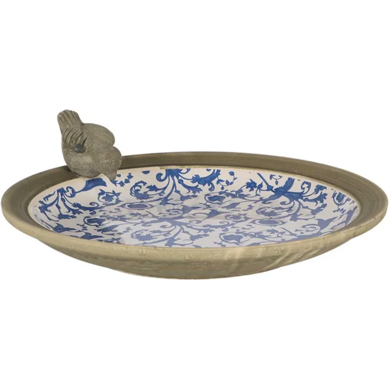 Bain d'oiseau en céramique patiné