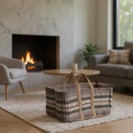 Sac à bûches en toile de jute épaisse Pampa