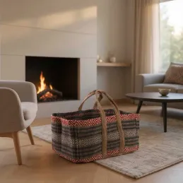 Sac à bûches en toile de jute épaisse Pampa