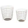 Tables en métal doré antique et marbre (Lot de 2)