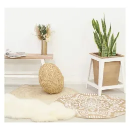 Tapis rond en jute naturel tressé