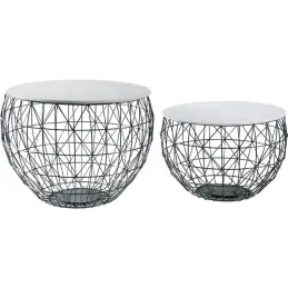 Tables basses en métal et marbre (Lot de 2)