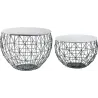 Tables basses en métal et marbre (Lot de 2)