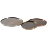 Plateaux ronds en métal patiné et verre (Lot de 3)