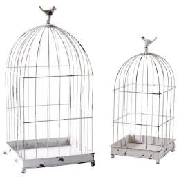 Cages en métal laqué blanc vieilli (Lot de 2)