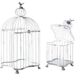 Cages en métal laqué blanc patiné (Lot de 2)