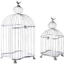 Cages en métal laqué blanc patiné (Lot de 2)