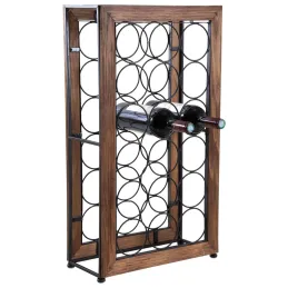Rangement pour 18 bouteilles en métal et bois