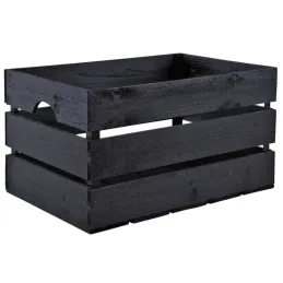 Caisse en bois peint noir