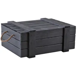 Coffre en bois peint noir