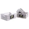 Caisses rectangulaires en bois blanchi (Lot de 3)