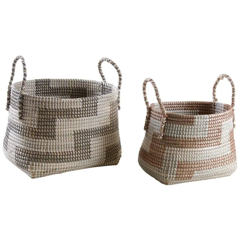 Corbeilles de rangement en jonc de mer (Lot de 2)