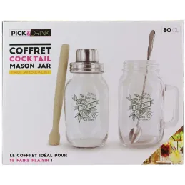 Coffret cocktail Mason jar ustensiles et recettes