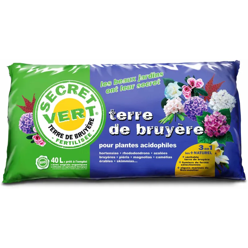Terre de bruyère bio pour plantes acidophiles