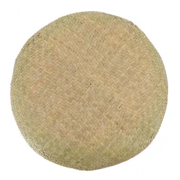 Panier rond en jonc naturel avec pompons