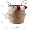 Panier rond en jonc naturel avec pompons