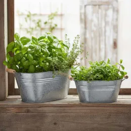 Jardinière ovale zinc et bois