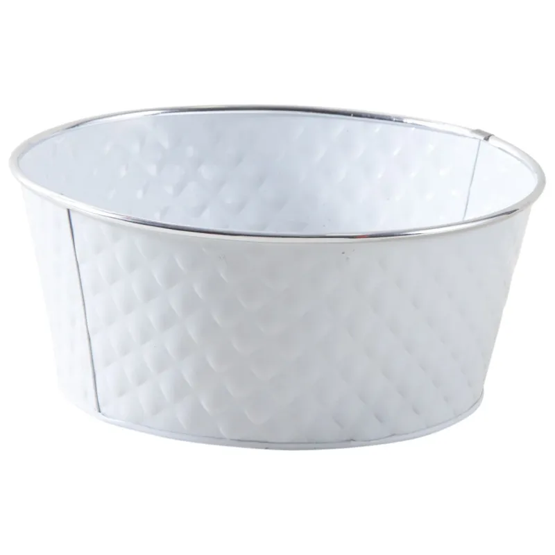 Corbeille ronde en métal laqué blanc