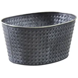 Corbeille ovale en métal noir laqué mat