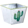 Corbeille carré en métal galvanisé Cactus