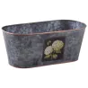 Corbeille ovale en métal patiné gris Hortensia