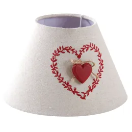 Abat-jour en coton et lin coeur rouge