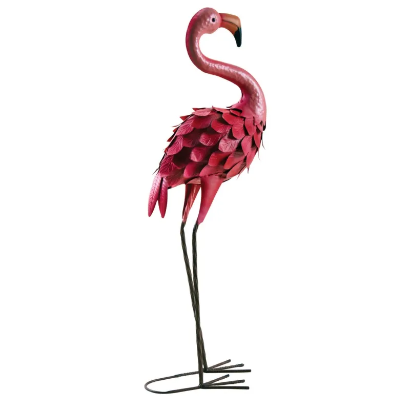 Flamant rose en métal laqué mat (Modèle aléatoire)