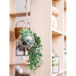 Macramé en verre et corde