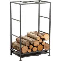 Rack porte-bûches en métal avec tiroir à poussière