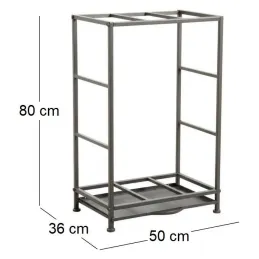 Rack porte-bûches en métal avec tiroir à poussière