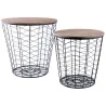 Tables d'appoint rondes en bois et métal (Lot de 2)