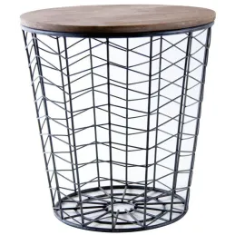 Tables d'appoint rondes en bois et métal (Lot de 2)