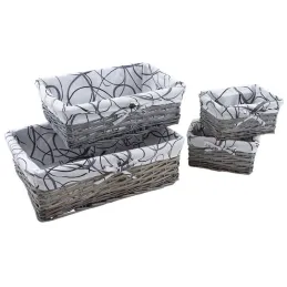 Corbeilles de rangement en éclisse grise (Lot de 4)