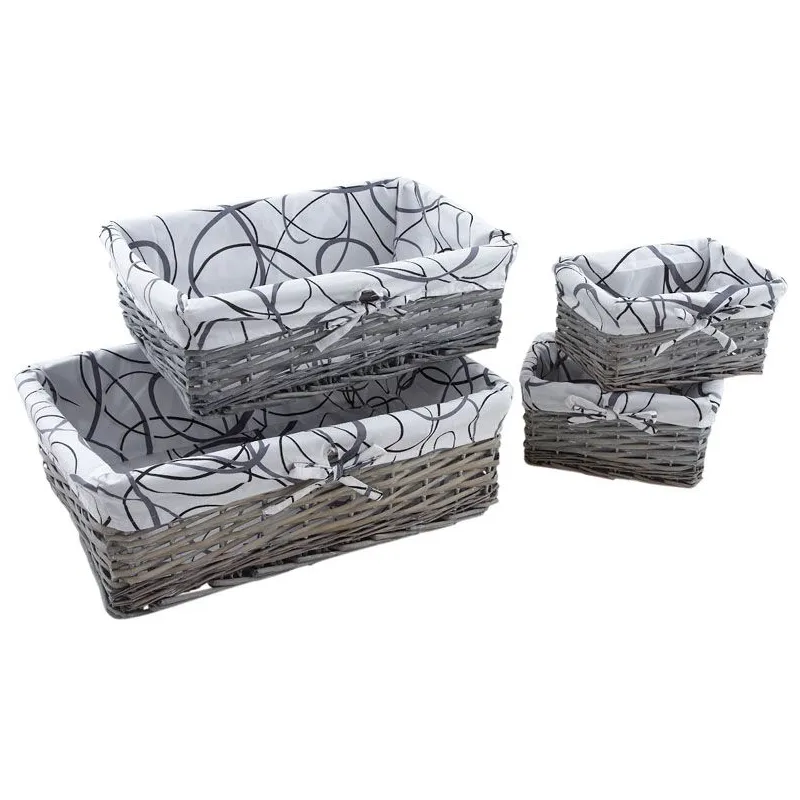 Corbeilles de rangement en éclisse grise (Lot de 4)