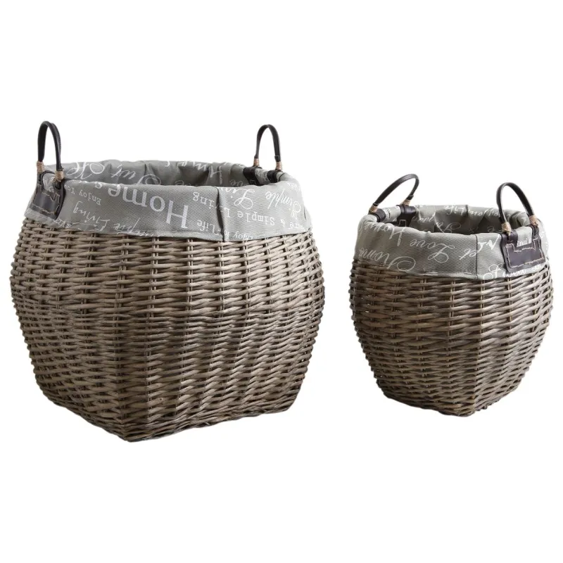Corbeilles de rangement en osier gris (Lot de 2)