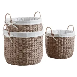 Corbeilles rondes en papier cordé taupe (Lot de 3)