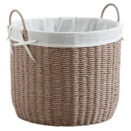 Corbeilles rondes en papier cordé taupe (Lot de 3)