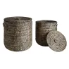 Paniers à linge ronds en jonc (lot de 2)