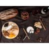 Plateau à fromages en verre et bambou avec couteau