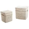 Malle carrée en osier blanchi (Lot de 2)