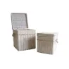 Malle carrée en osier blanchi (Lot de 2)