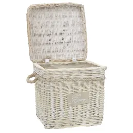 Malle carrée en osier blanchi (Lot de 2)